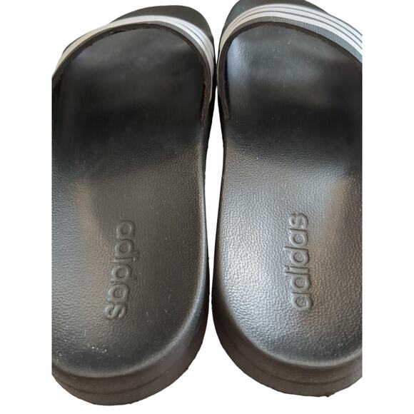 Adidas Adilette Shower Slides 3 stripes Black Mens Size 12 Cloud Foam - Picture 4 of 6